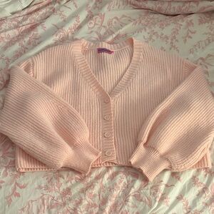 Edikted Light Pink V-Neck Cardigan